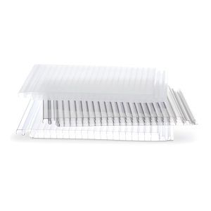 Clear and grey snap‑fit multiwall polycarbonate panels