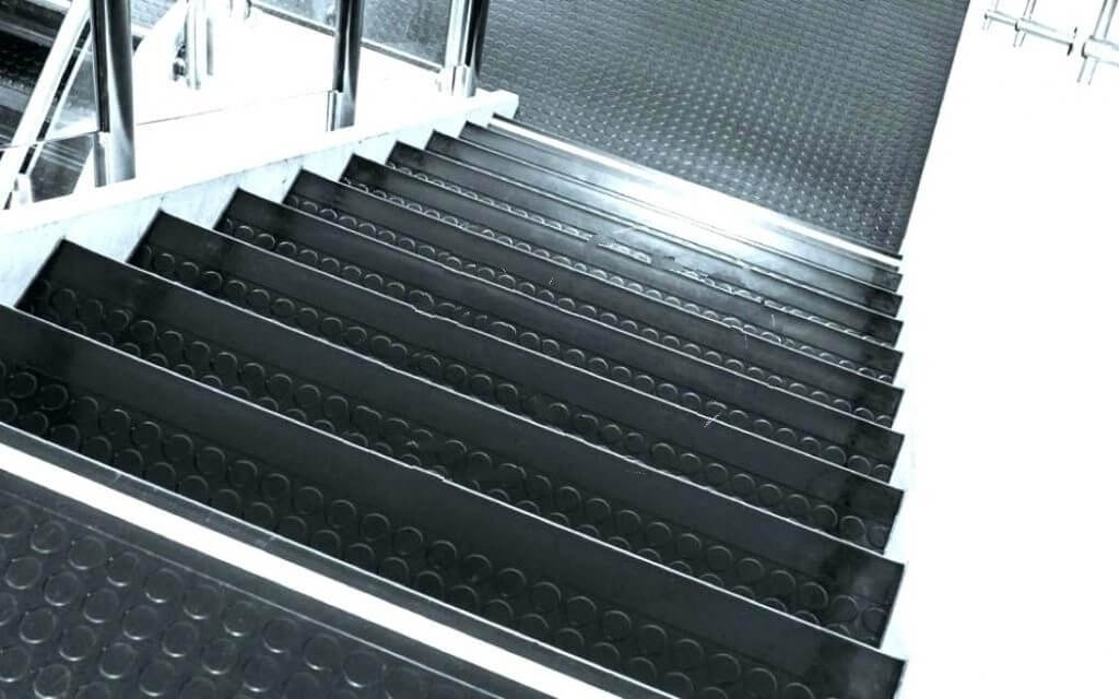 Stairs covered with non-slip rubber coating
