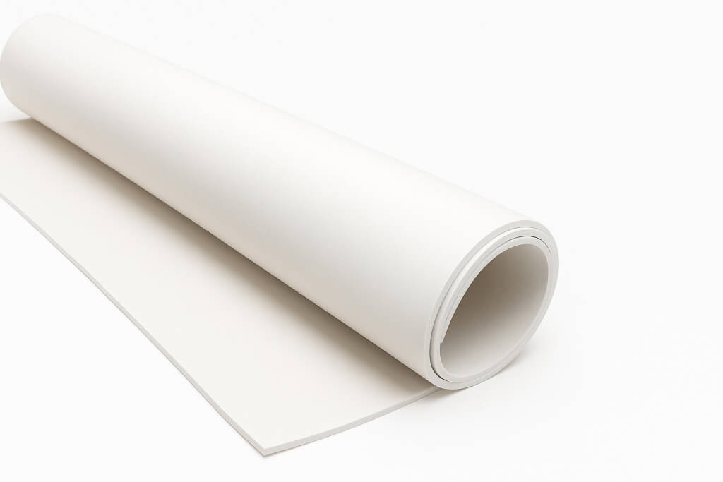 Roll of white food grade rubber