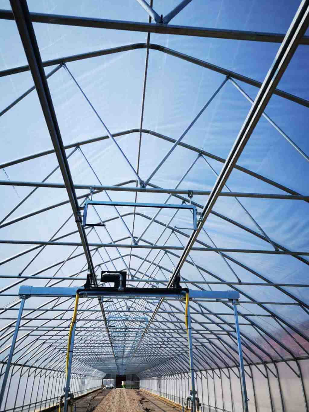 Inside of greenhouse covered with plastic film